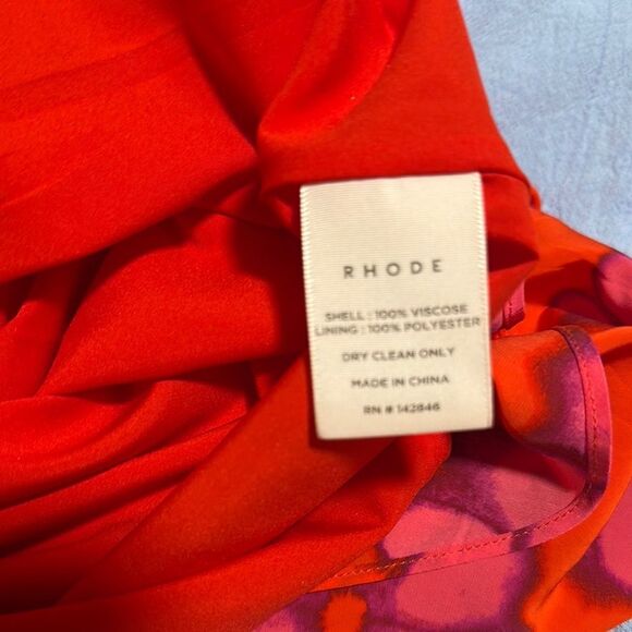 RHODE The Kat Dress Orange and Pink Floral Silk Midi Dress Bombay Bloom - Picture 11 of 13